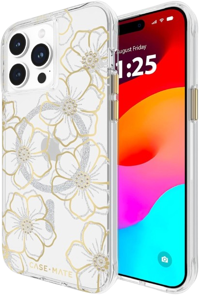 Case-Mate iPhone 15 Pro Max Case - Floral Gems [12ft Drop Protection] [Compatible with MagSafe] Magnetic Cover with Sparkly Rhinestones for iPhone 15 Pro