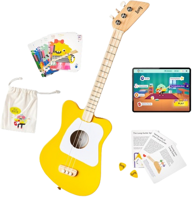 Loog Mini Acoustic kids Guitar for Beginners 3-strings Ages 3+ Learning app and lessons included