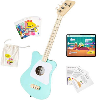 Loog Mini Acoustic kids Guitar for Beginners 3-strings Ages 3+ Learning app and lessons included