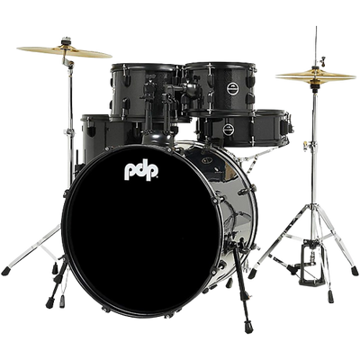 PDP by DW Encore Complete 5-Piece Drum Set With Chrome Hardware and Cymbals Black Onyx