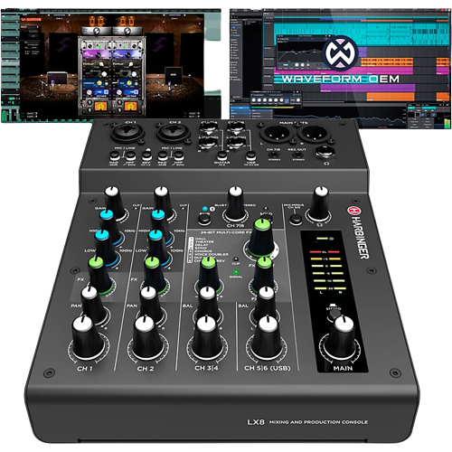 Harbinger LX8 8-Channel Analog Mixer With Bluetooth, FX and USB Audio