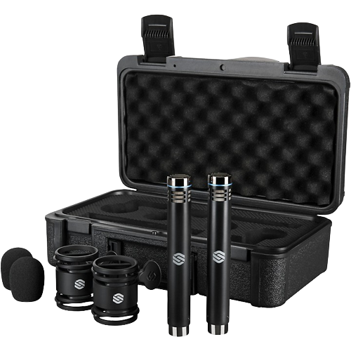 Sterling Audio SL230MP Matched Pair Medium-Diaphragm Condenser Microphones With Shockmounts, Windscreens and Carry Case Matte Black