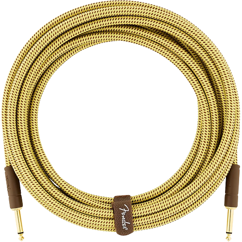 Fender Deluxe Series Straight to Straight Instrument Cable 10 ft. Yellow Tweed