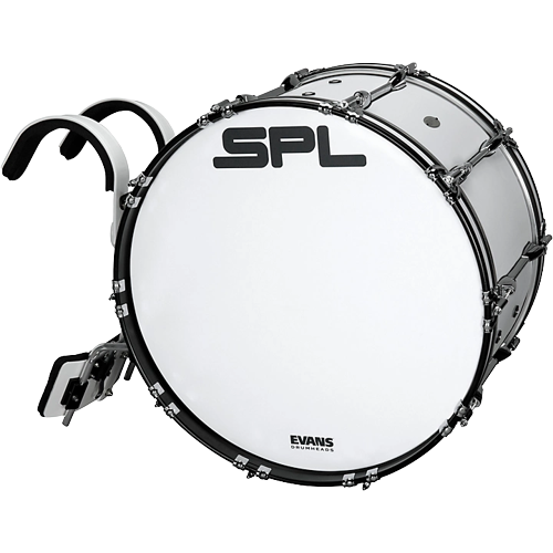 Sound Percussion Labs Birch Marching Bass Drum with Carrier - White 24 x 14 in.