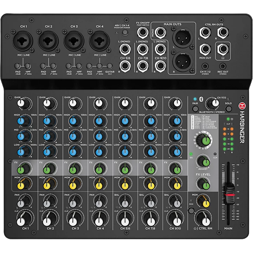 Harbinger LV12 12-Channel Analog Mixer With Bluetooth & FX