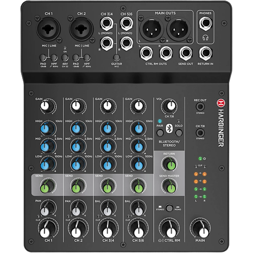 Harbinger LV8 8-Channel Analog Mixer with Bluetooth